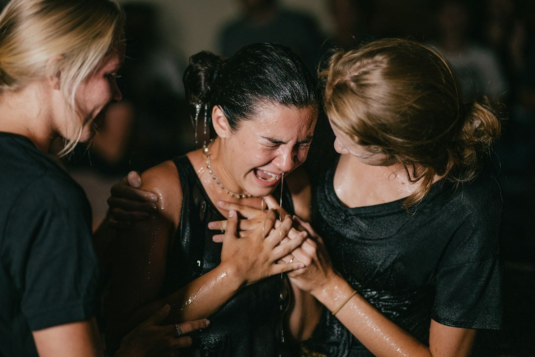 group of actors laughing